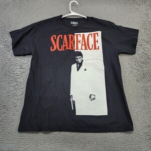 Scarface Tony Montana Shirt Mens Large Black Movie Graphic Tee Tagless Logo